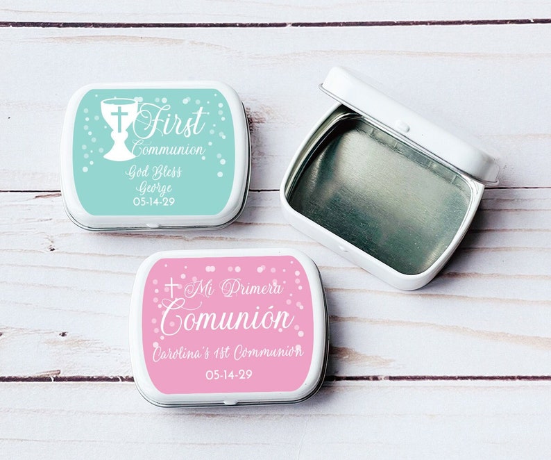 Communion Mint 12 Pcs First Communion Personalized Empty Candy Mint Tin Favors - First ...