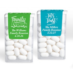 12 pcs Family Reunion Personalized Tic Tac Favors - Relatives Family Cousins Reunion Tic Tac Favors - MAE135 Candy Reunion Party Favors
