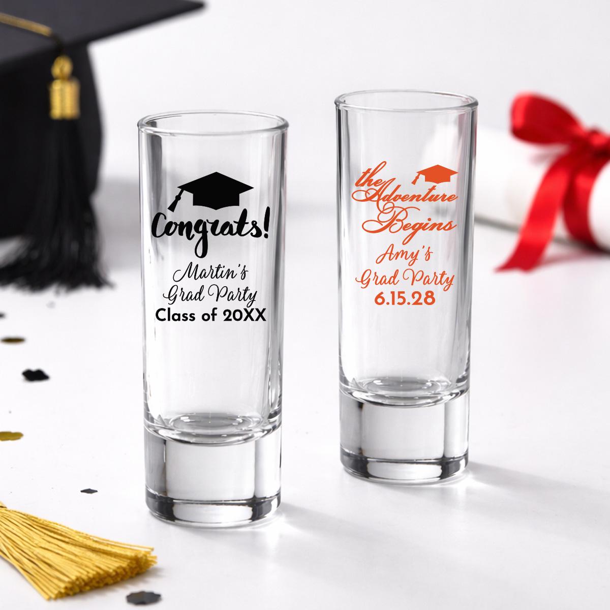 Personalized Graduation Shot Glasses - Tall Shooter Glass Party Favors ...