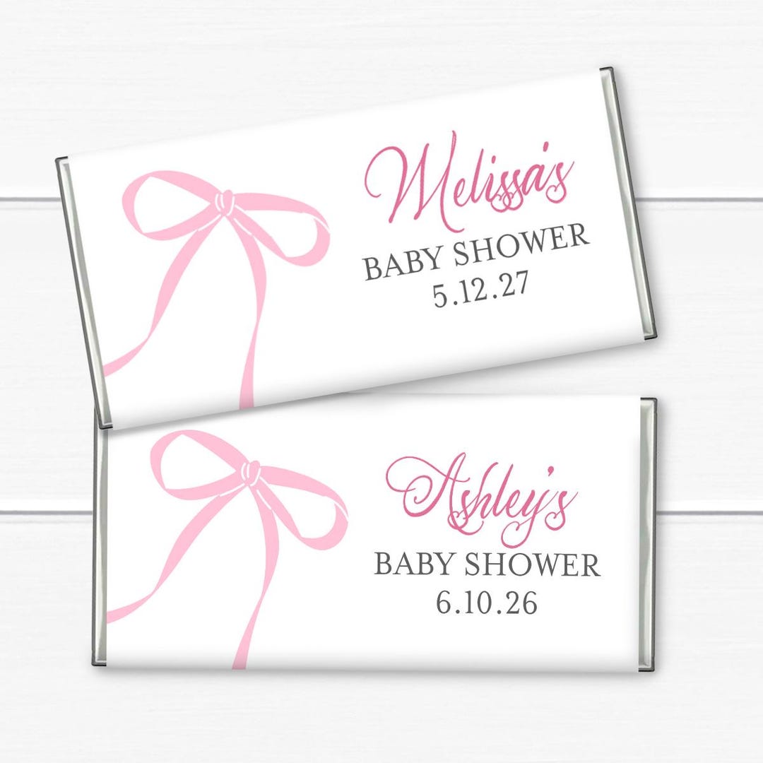 Pink Bow Baby Shower Hershey's Chocolate Bar Favors - Set of 12 - Etsy