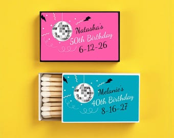 Disco Ball Birthday Personalized Matches, Birthday BULK Matches Party Favors - Set of 50