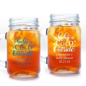 Set of 18 Baby It&#39;s Cold Outside Personalized Large Mason Jar Mug (16oz), Affordable Baby Shower Party Favors MAE213