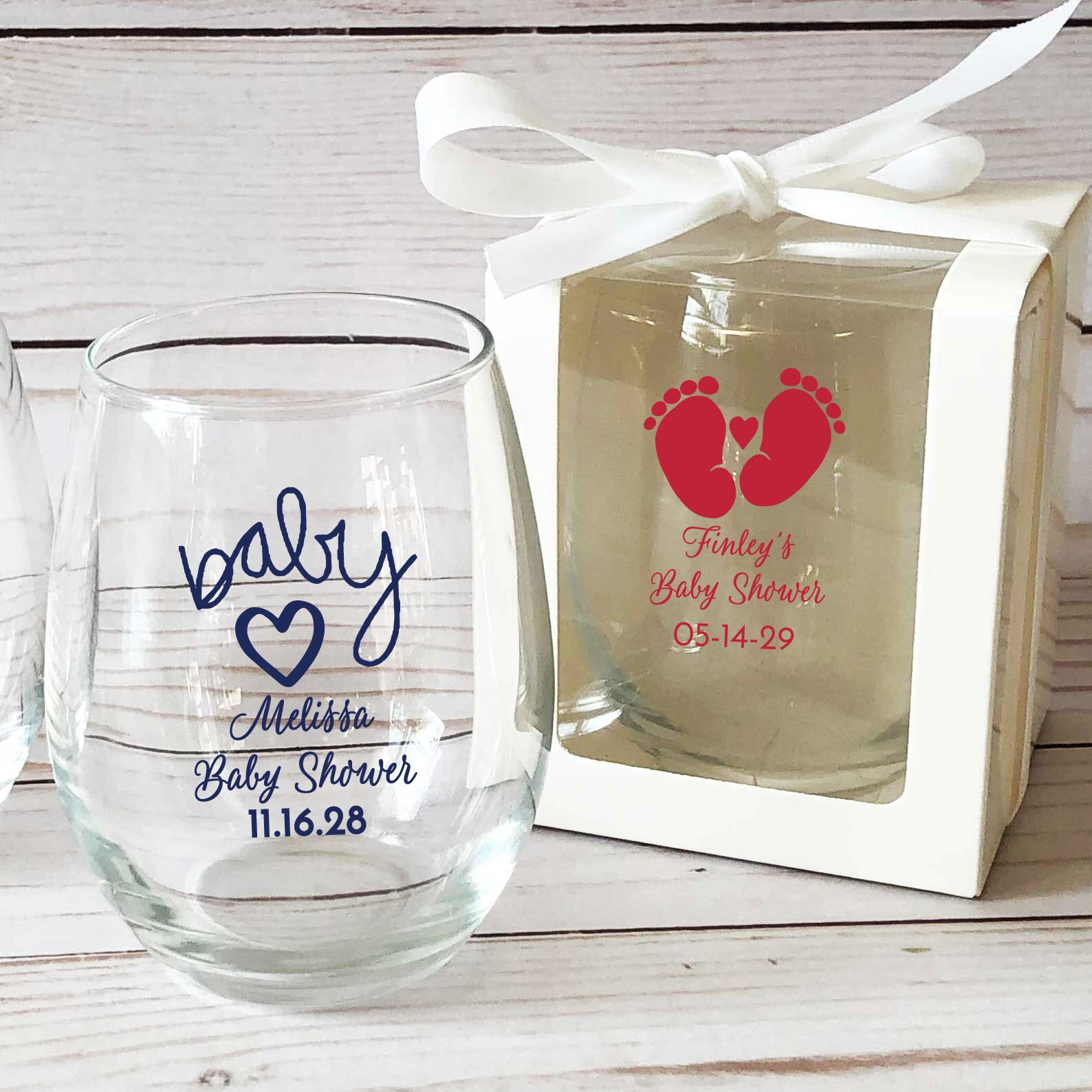 24 Pcs Baby Shower Personalized Stemless Wine Glass Baby Etsy