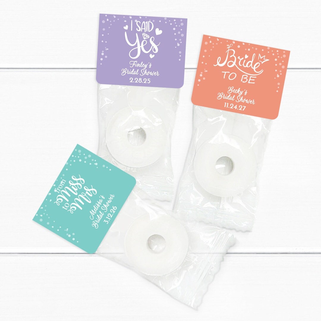 25 Pcs of Bridal Shower Personalized Lifesaver Favors With Sleeves
