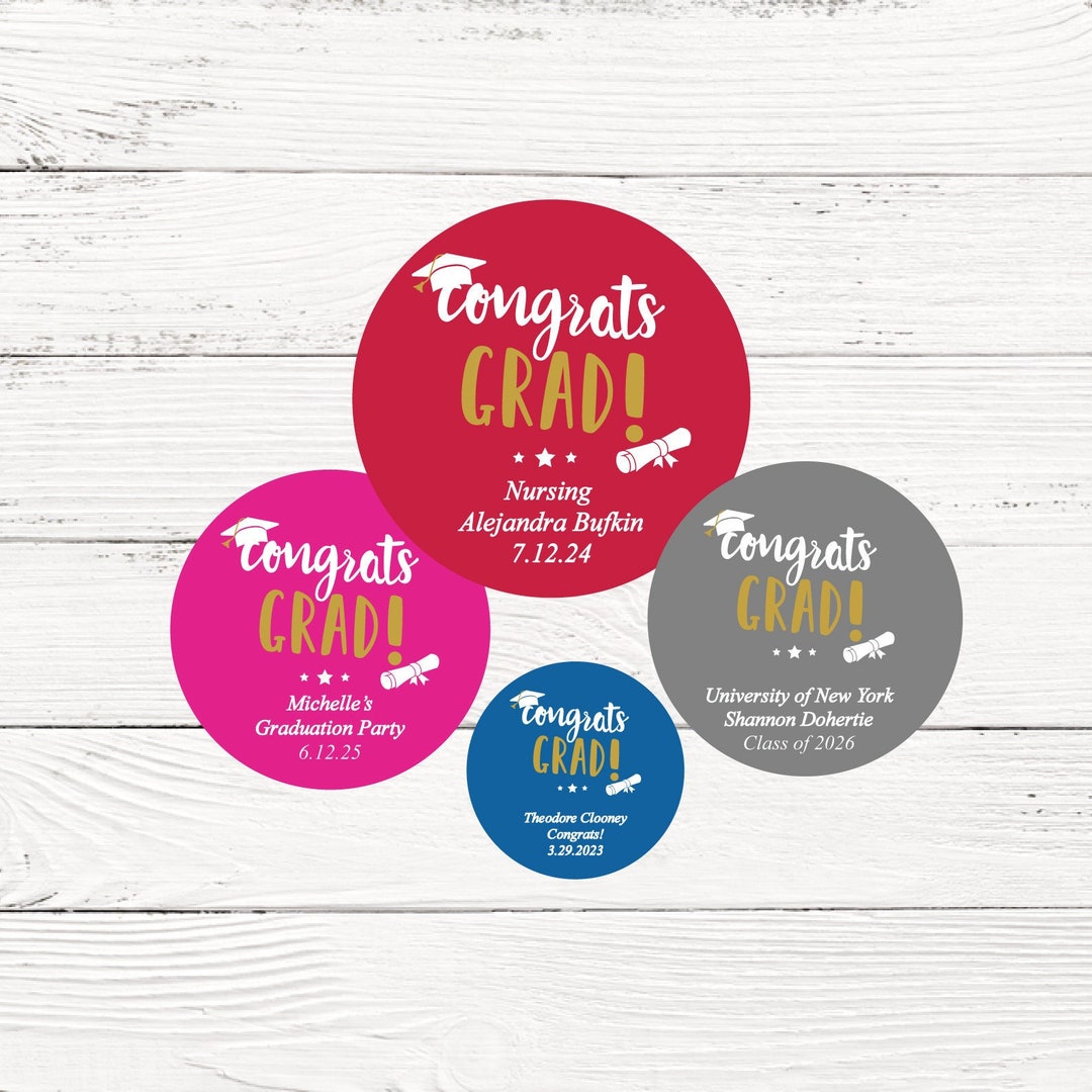 Graduation Labels, 24 Pcs Congrats Grad Personalized Graduation Labels ...