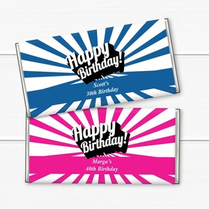 Birthday Party Favors, Set of 12, Happy Birthday Personalized Hershey's Milk Chocolate Bar Favors, Chocolate Bar Party Favors MAE163