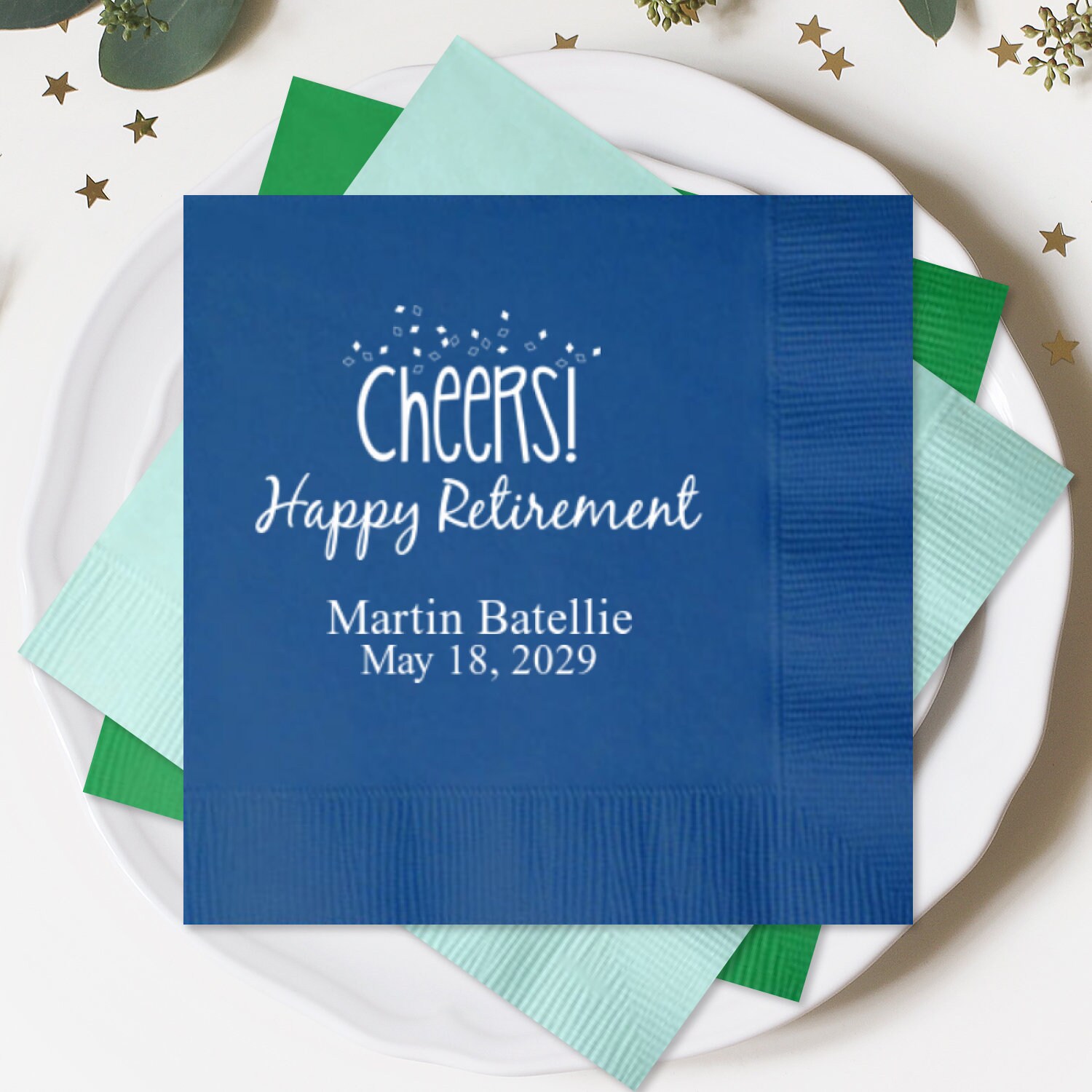 100 pcs Personalized Napkins Cheers Happy Retirement Etsy