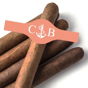 15 PIECES Anchor Nautical Monogram Personalized Cigar Stickers , Affordable Personalized Cigar Bands Labels Stickers MAE734P-S