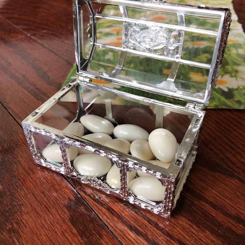 12 Pieces SILVER Treasure Chest Acrylic Plastic Favor Box Etsy