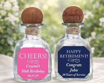 Personalized Birthday Retirement Party Stickers, Mini Custom Label, Set of 16
