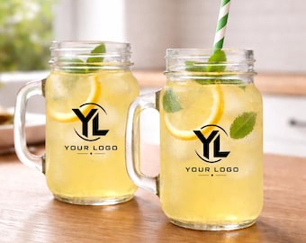Personalized Mason Jar Mug, Custom Logo, Corporate Gifts (16oz) , Set of 18