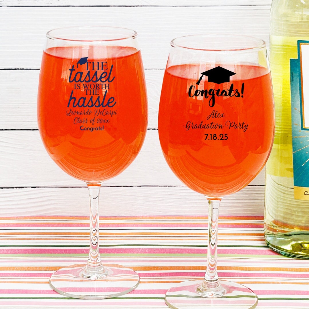 Graduation Favors 24 Pieces Personalized Graduation Wine Glass Etsy