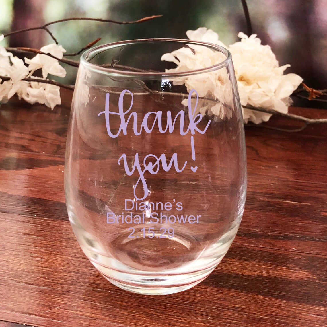 24 pcs Thank You Personalized Stemless 9 OZ. Wine Glass Etsy