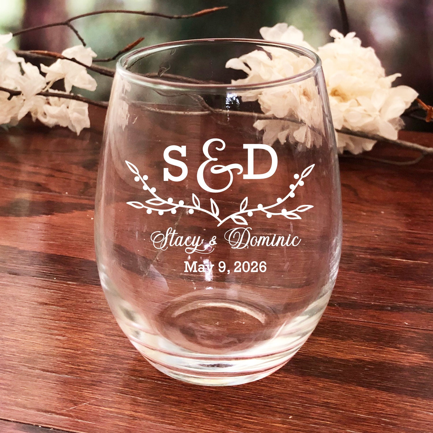 Custom Engraved Stemless Wine Glass - 9 oz - Item 5535518 Personalized &  Engraved For You ⚡ Bulk Custom Etched Glassware at Quality Glass Engraving ⭐
