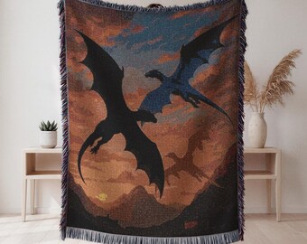 Tairn Sgaeyl Andarna vävd filt fjärde vinge järnflamma dekor Aretia Riorson huspläd Onyx storm presentbok merchandise