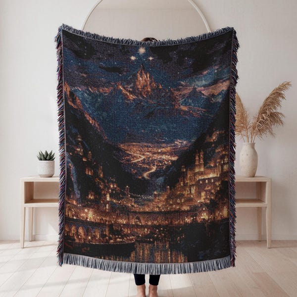 Velaris Reading Blanket SJM, ACOTAR Merch The Night Court, woven blanket Throw A Court of Thorns and Roses Romantic Reading Nook Tapestry