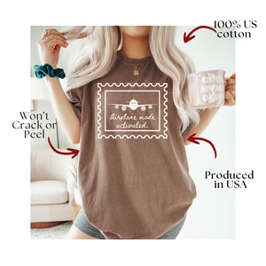 Comfort Colors® Airplane Mode Shirt, Vacation Tee For Traveler, Funny Introvert Gift, Pilot Shirt, Travel Lover, Wanderlust Crewneck imagen 6