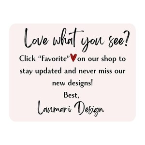 Mensaje de agradecimiento que invita a marcar la tienda como favorita para estar al día con los nuevos diseños.