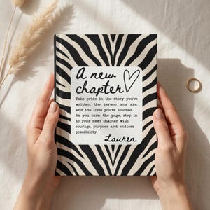 Personalized Zebra Print New Chapter Journal, Retirement Gift for Coworker, Boss Leaving Gift, Farewell Notebook for Women