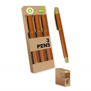 Eco Friendly Stationery, Eco Ball Pens, Eco Pencils, Bamboo 2 Hole Sharpener, Colouring Pencils, HB Pencils, Bamboo Ruler, Back To School Ball pens 3 pack