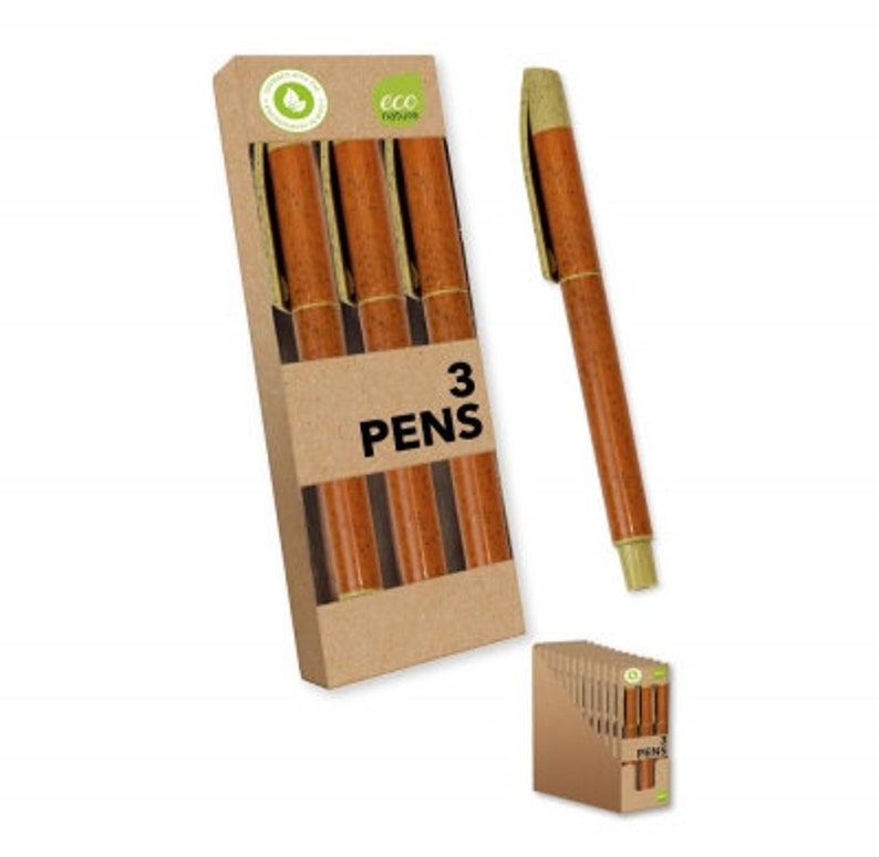 Eco Friendly Stationery, Eco Ball Pens, Eco Pencils, Bamboo 2 Hole Sharpener, Colouring Pencils, HB Pencils, Bamboo Ruler, Back To School Ball pens 3 pack