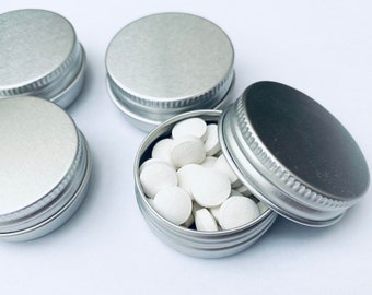 15mls Silver or Black Round Tin, Overnight Pill Case, Pill Tin, Screw Top Tin, Tablet Tin, Aluminium Storage Tin, Eco Friendly, Lip Balm Tin