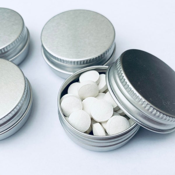 15mls Silver or Black Round Tin, Overnight Pill Case, Pill Tin, Screw Top Tin, Tablet Tin, Aluminium Storage Tin, Eco Friendly, Lip Balm Tin