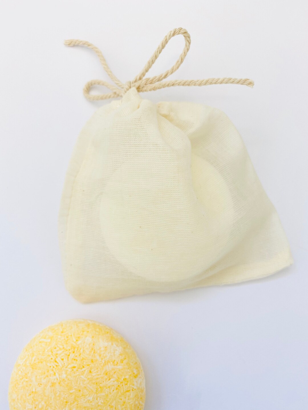 Organic Cotton Muslin Bags 2, Shampoo Bar Bag, Soap Nuts Bag