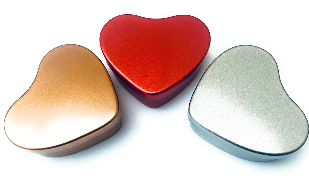Small Heart Shaped Tins, 20ml & 50ml, Silver Heart Tin, Rose Gold Heart