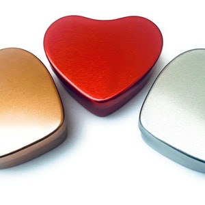 Small Heart Shaped Tins, 20ml & 50ml, Silver Heart Tin, Rose Gold Heart Tin, Red Heart Tin, Pill Tin, Party Favour Tin, Vitamin Tin