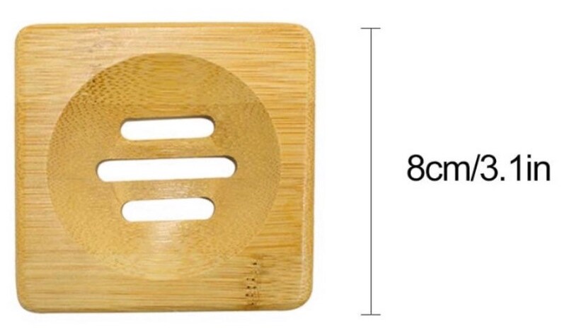 Bamboo Soap Dish, Round Soap Bar Tray, Square Bamboo Dish, Shampoo Bar Dish, Natural Wood, Eco Friendly, Soap Dish, Small Space Soap Dish image 6