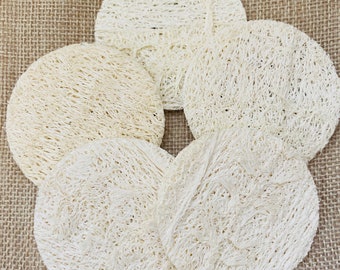 Natural Loofah Pads, Skin Exfoliating, Set of 5 or 10, Biodegradable & Sustainable, Vegan and Cruelty Free, Organic Skin Cleansing Discs