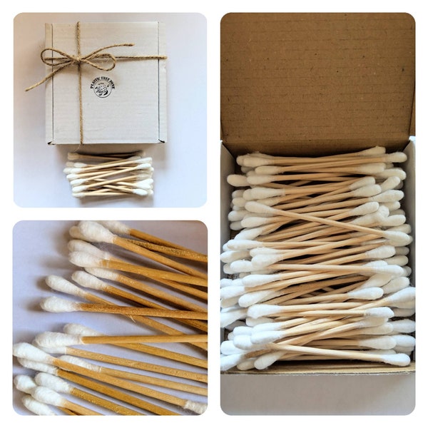 Bamboo Cotton Buds, Eco Friendly, 100 Cotton Buds, Biodegradable, Eco-Friendly, Zero Waste, No to Plastic, Cotton Tips, Bamboo Stems