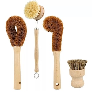 Eco-Friendly Bamboo and Sisal Scrub Brush for Kitchen Cleaning