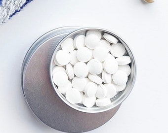 Toothpaste Tablets in a TIN, FULL SIZES (120, 180 or 270), Toothpaste Tabs, 100% Natural, Solid Toothpaste With Fluoride