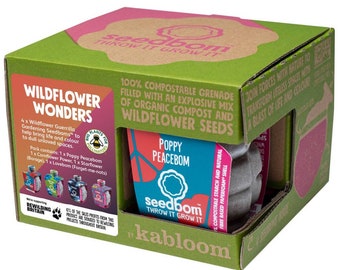 Wildflower Wonders, 4 Pk Seedbom Gift Set, Christmas Gift, Seed Bombs, Gardeners Gift, Spring Time Gardening Gift