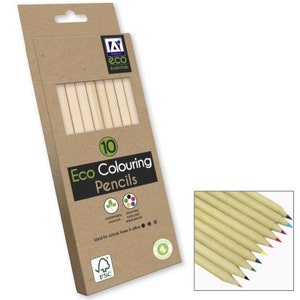 Eco Friendly Stationery, Eco Ball Pens, Eco Pencils, Bamboo 2 Hole Sharpener, Colouring Pencils, HB Pencils, Bamboo Ruler, Back To School Colouring pencils 10