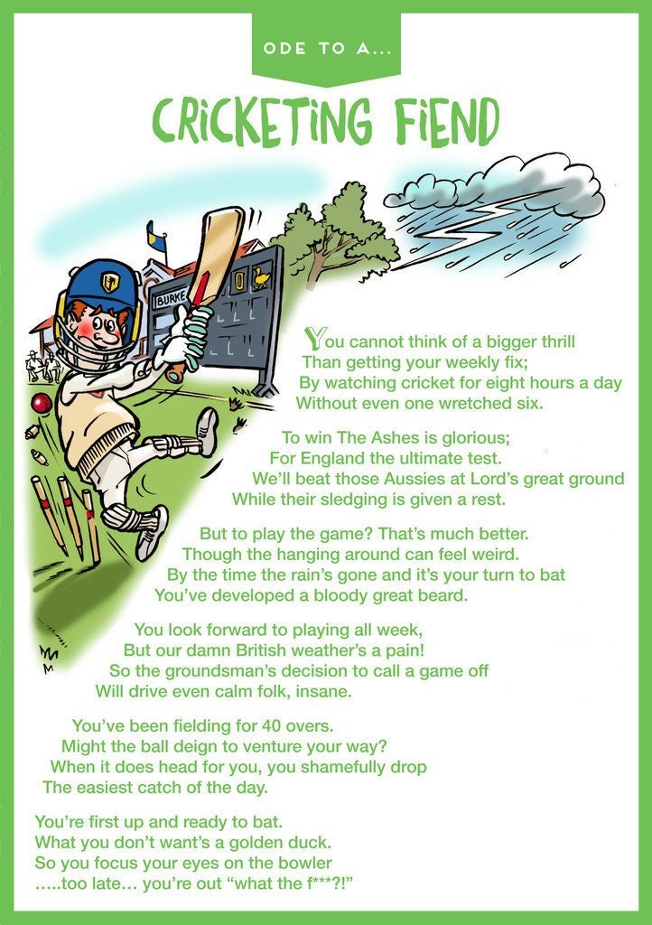 Funny Cricket Poem - Etsy UK Funny Cricket Poem - Etsy UK