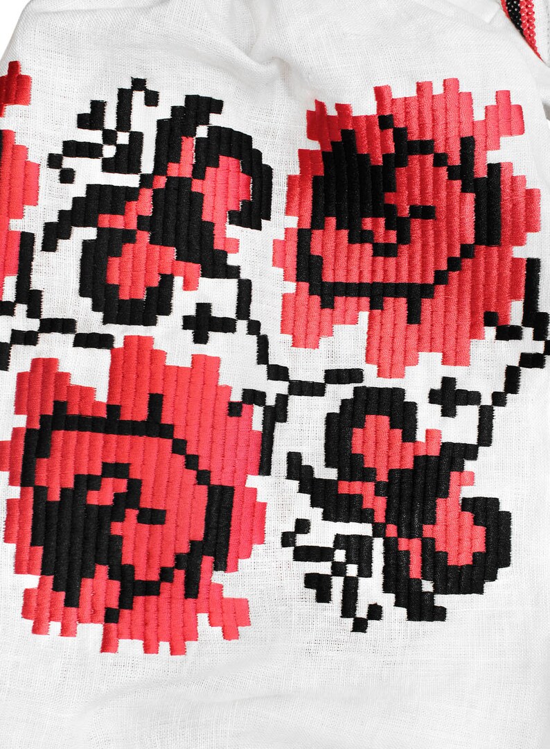 White Linen Embroidered Floral Dress Peasant Boho Long Maxi Etsy