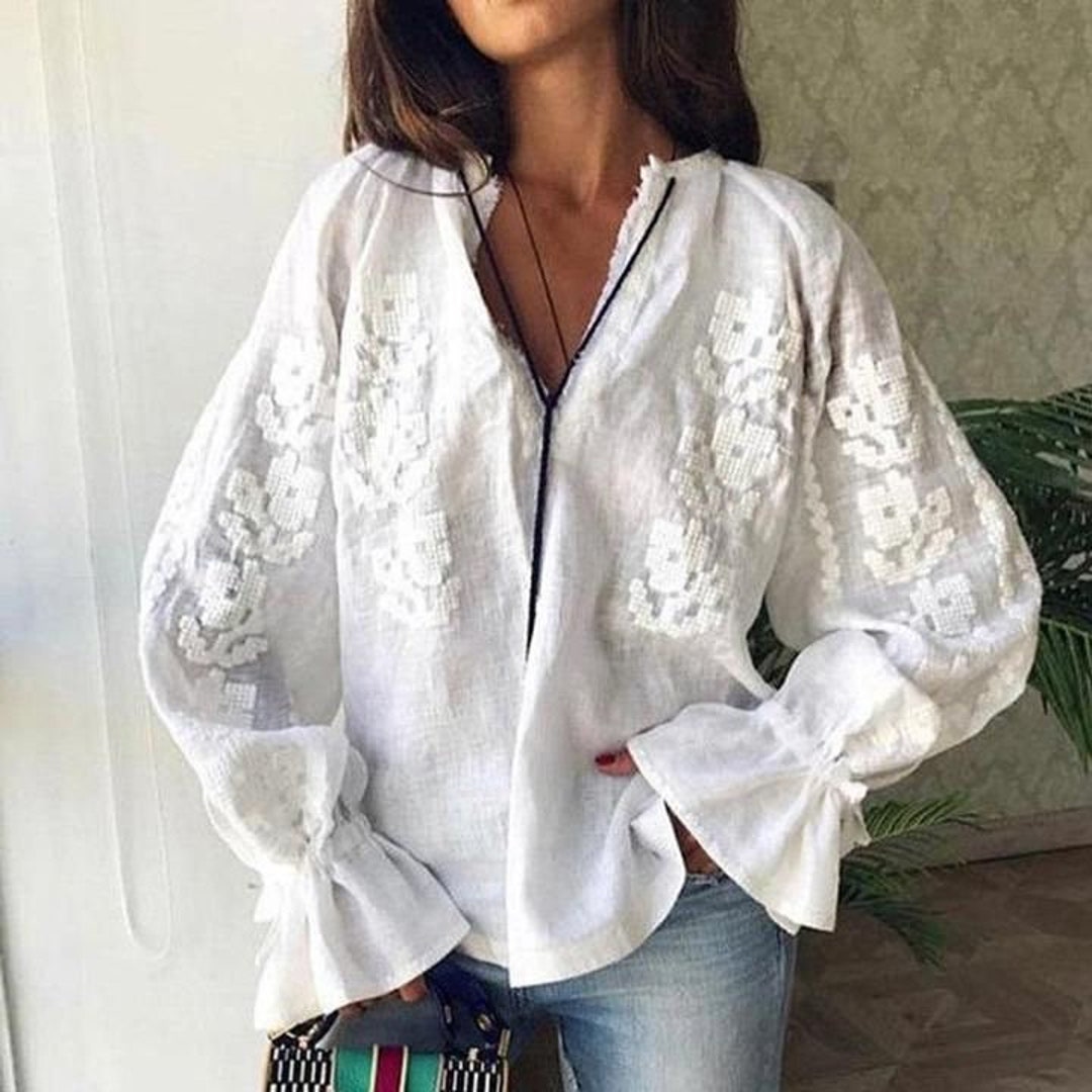 Embroidered Blouse Vyshyvanka, Linen Top With Ukrainian Embroidery ...