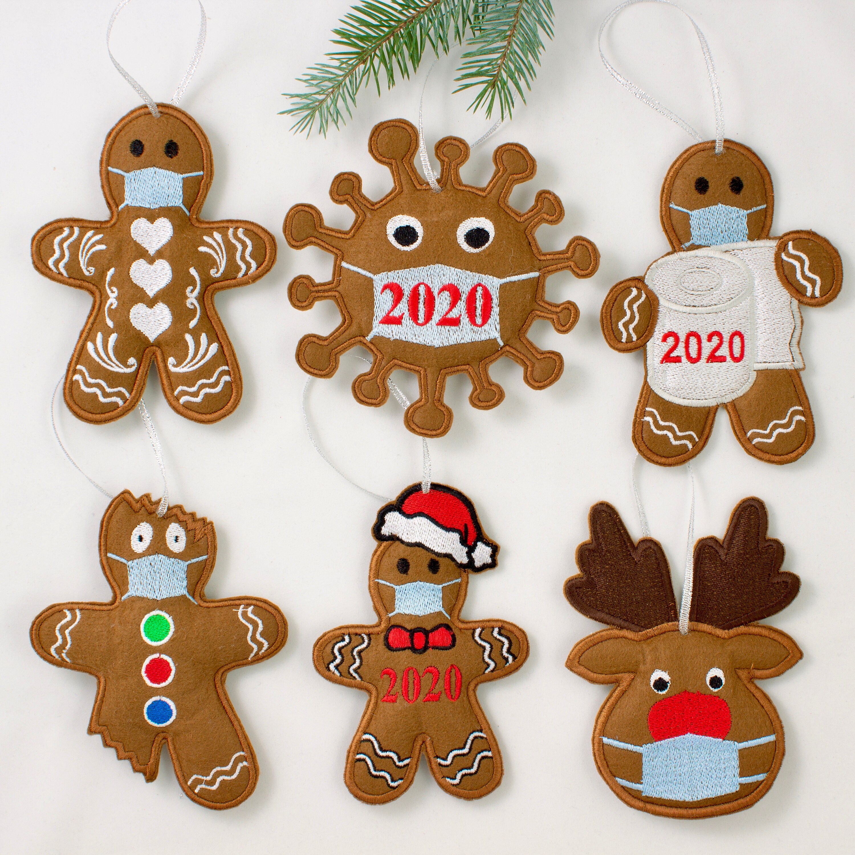 Christmas COVID Mask Ornament, Gingerbread man 2020, Pandemic, Face M…