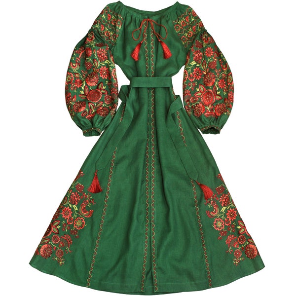 Embroidered Floral Dress Etsy