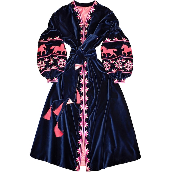 velvet embroidered dress