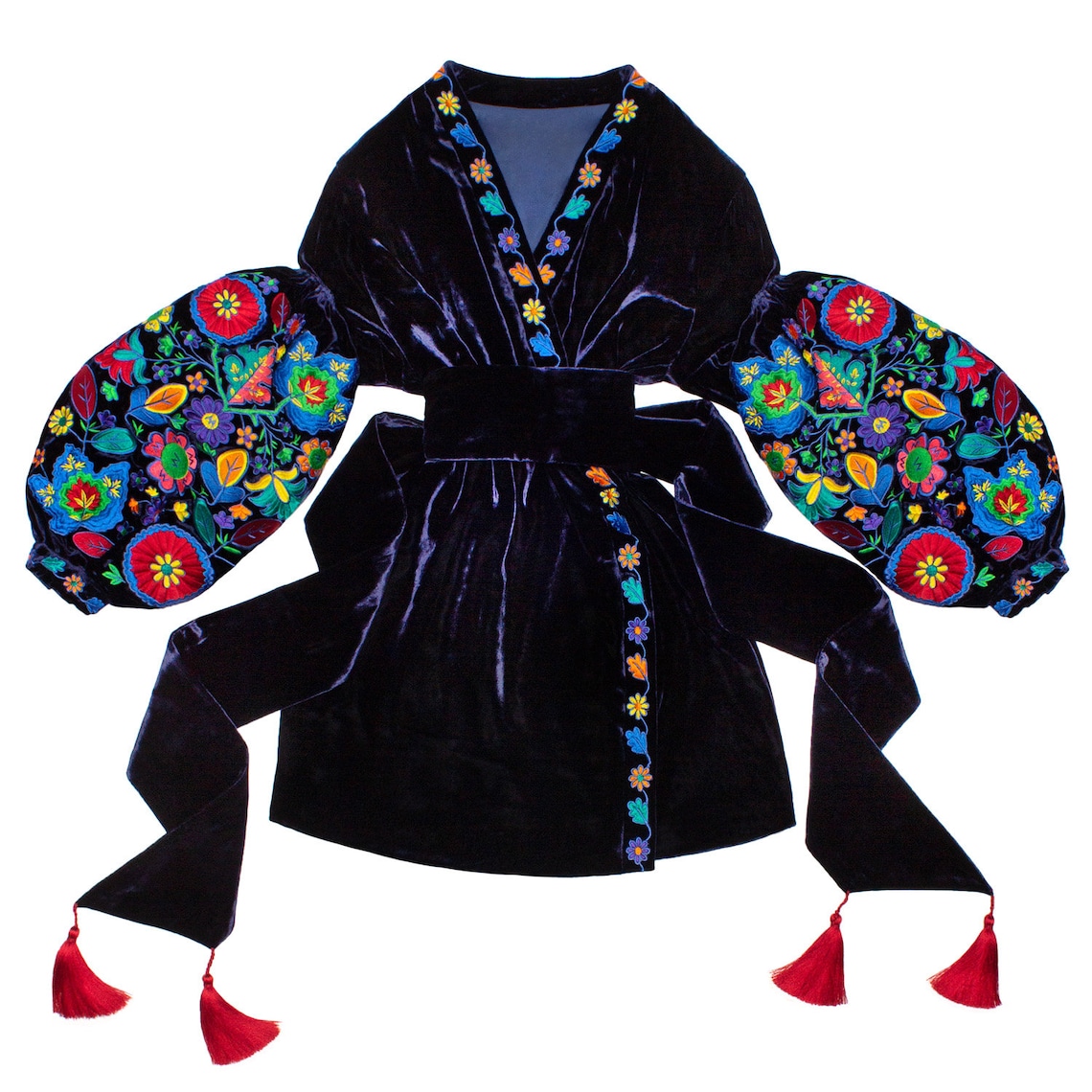 Rushka Embroidered Dress - Navy & White