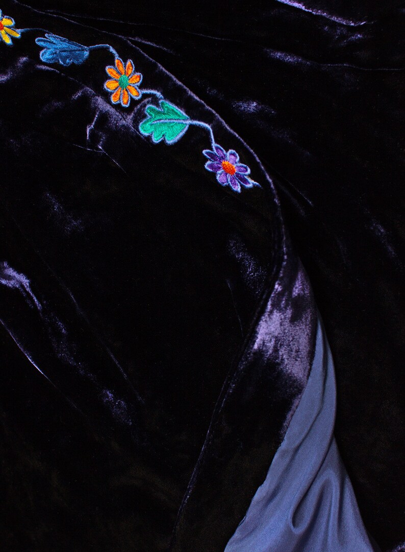 Navy Velvet Afghan Dress with Charmé Embroidery & Matching Scarf