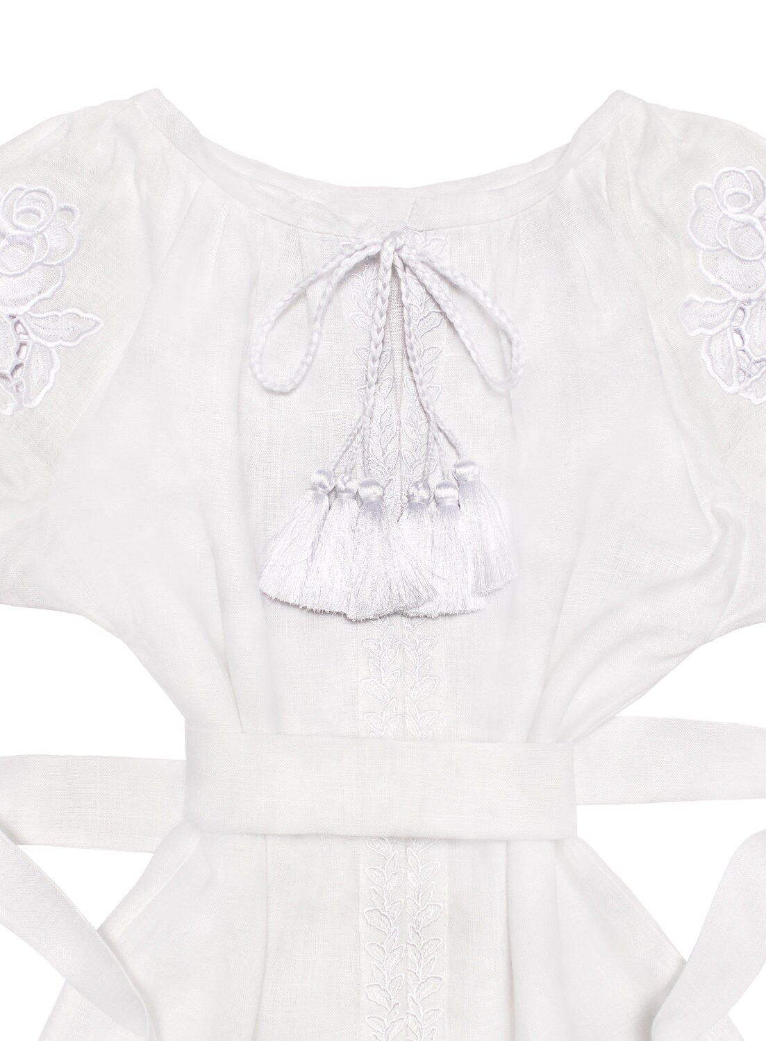 White Sands Linen Cutwork Embroidered Blouse