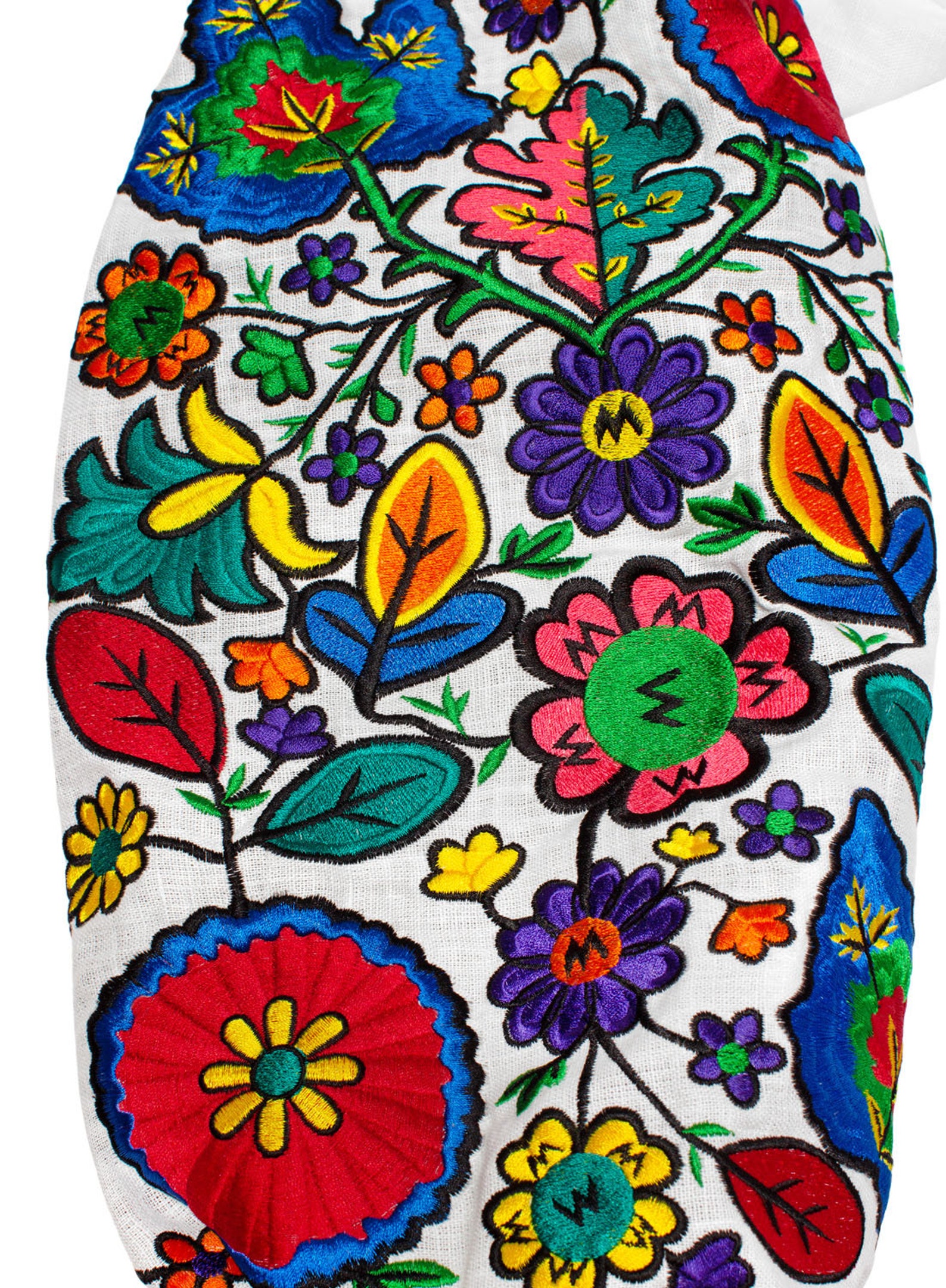 White Floral Linen Embroidered Blouse Ukrainian Ethnic Folk Etsy