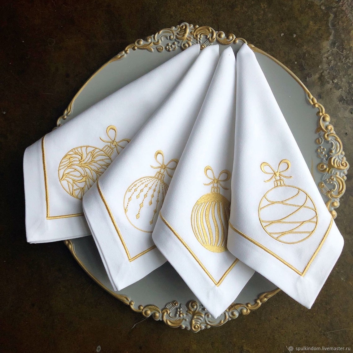 Christmas white embroidered cloth napkins Christmas Etsy Christmas Cloth Napkin
