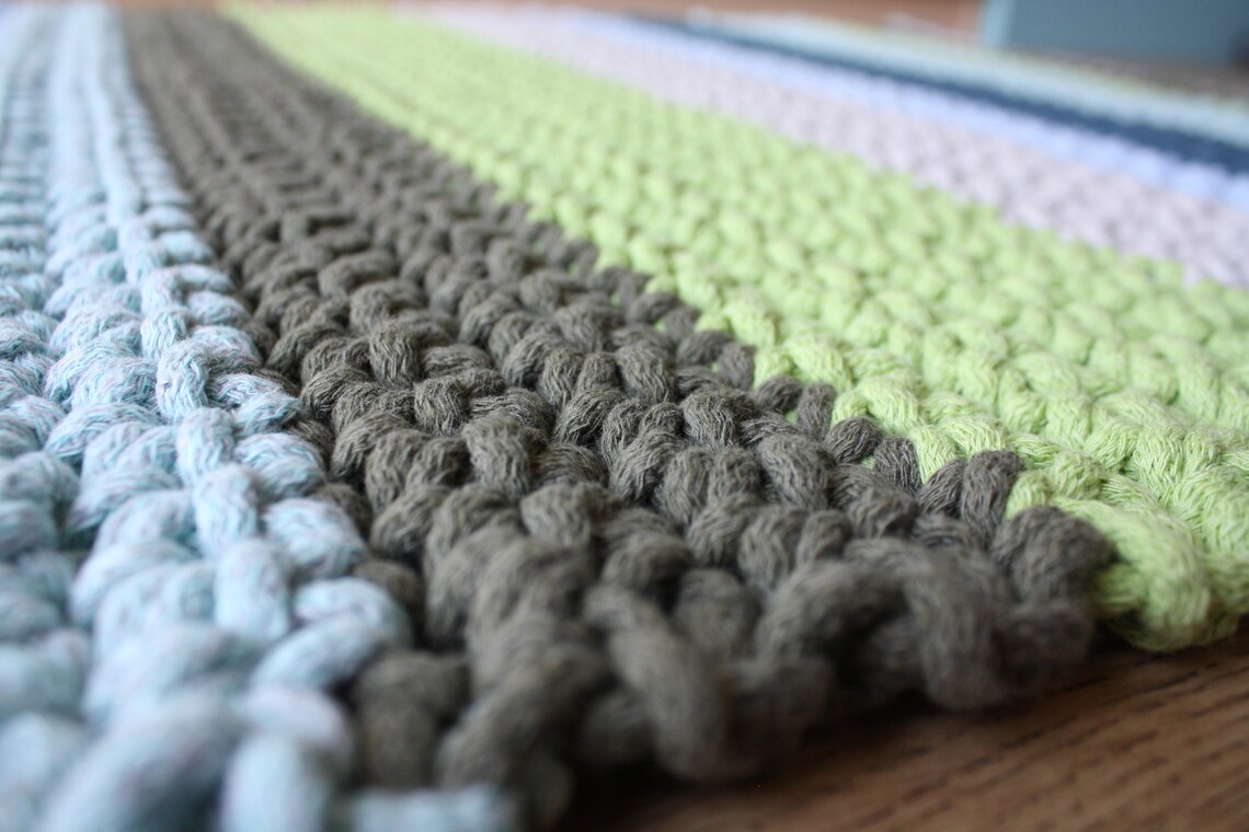 Crochet Handmade Plaiting Multicolour Floor Mat Bedside Etsy UK