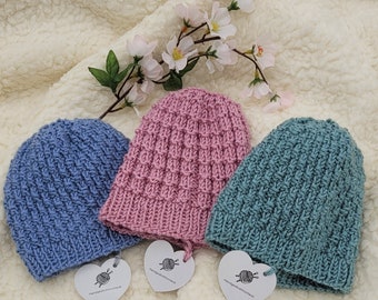 Hand knitted baby hat